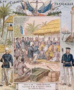 M. de Brazzan (1875-79) tutkimus Makokon kanssa, kuva Les Colonies Francaisesista