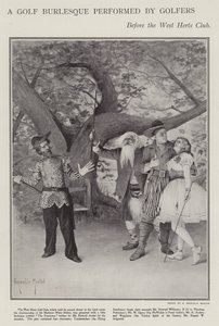 Golfburleski golfaajien esittämänä West Herts Clubin vuotuisella illallisella (litho)
