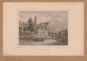 Näkymä Westerkerkille Amsterdamissa Keizersgrachtilta Amsterdam, Westerkerk Keizersgracht (otsikko esineessä) tekijältä G. Hess