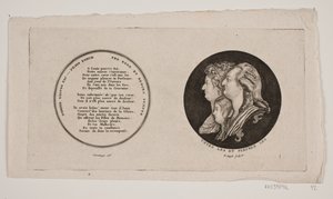 Medaljonki Ludvig XVI:n, hänen kuningattarensa ja poikansa muotokuvilla tekijältä G. N. Angelo