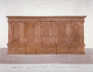 Muinainen rekisteriarkku Southwarkin katedraalista Lontoosta, 1825 tekijältä G Yates