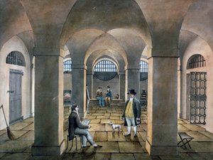 Sisäkuva Horsemonger Lane Prisonissa, Union Road, Southwark, Lontoo, c1826 tekijältä G Yates
