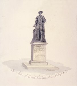 Edward VI:n patsas St Thomasin sairaalassa, Southwarkissa, Lontoossa, 1825 tekijältä G Yates