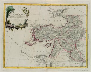 Aasian Turkki, mukaan lukien Antolia, Georgia, Armenia, Kurdestan, Diarbec, Irak-Arabi, Syyria, G. Zulianin kaiverrus otettu Antonio Zattan Venetsiassa vuonna 1784 julkaiseman "Uusimman atlasin" Tome IV:stä, yksityinen kokoelma