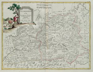 Extremadura ja Castilla la Nueva, G. Zulianin kaiverrus otettu Antonio Zattan Venetsiassa vuonna 1776 julkaistun uusimman atlasin Tome I:stä, yksityinen kokoelma tekijältä G. Zuliani