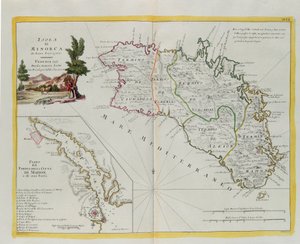 Minorcan saari ja suunnitelma satamasta ja Mahonin kaupungista ja sen linnoituksista, G. Zulianin kaiverrus Tome I:stä Venetsiassa vuonna 1778 julkaistusta Antonio Zattan "Uusimasta atlasesta", yksityiskokoelma tekijältä G. Zuliani
