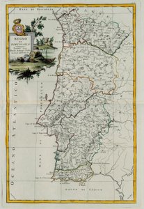 Portugalin kuningaskunta, G. Zulianin kaiverrus otettu Antonio Zattan vuonna 1776 Venetsiassa julkaistun uusimman atlasin Tome I:stä, yksityinen kokoelma tekijältä G. Zuliani