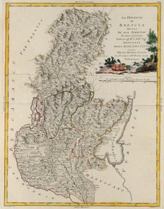Veneton osavaltion maa-alue: Brescia, G. Zulianin kaiverrus Tome II:sta Venetsiassa vuonna 1783 julkaistusta Antonio Zattan "Uusimman atlasin" yksityiskokoelmasta tekijältä G. Zuliani