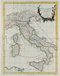 Italian poliittinen kartta, kaiverrettu G. Zuliani, otettu "Novissimo Atlas" -julkaisun IV osasta, jonka Venetsiassa julkaisi vuonna 1785 Antonio Zatta, yksityinen kokoelma tekijältä G. Zuliani