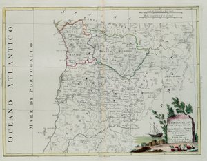 Portugali eli Entre Douron, Minhon, Traz-os-Montesin ja Beirin provinssit, G. Zulianin kaiverrus otettu Venetsiassa vuonna 1776 julkaistun uusimman atlasin Tome I:stä, jonka on kirjoittanut Antonio Zatta, Private Coll. tekijältä G. Zuliani
