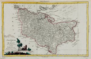 Kentin maakunta, G. Zulianin kaiverrus Tome I:stä Venetsiassa vuonna 1779 julkaistusta "Uusimasta atlasesta", jonka Antonio Zatta julkaisi, yksityinen kokoelma tekijältä G. Zuliani