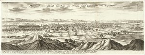 1720 kuva - Persiassa sijaitsevan Kashanin kaupungin näkymä viiden päivän matkan päässä Ispahanista. tekijältä Gabriel Bodenehr