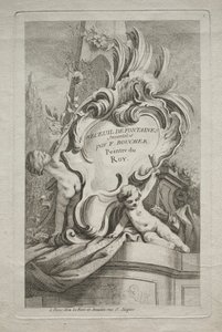 Book of Fountains: nro 1, otsikkosivu, n. 1736. tekijältä Gabriel Huquier