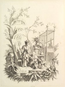 Chinoiserie hahmoilla maisemassa, 1700-luku.