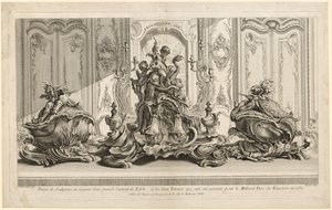 Juste-Aurèle Meissonierin teoksia: Hopeinen veistosprojekti suurelle keskikappaleelle..., n. 1735-1737 tekijältä Gabriel Huquier