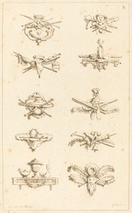 Mallit Tail-piecesille: pl. 8 tekijältä Gabriel Huquier after Claude Gillot