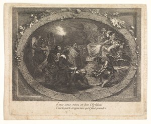 Voltaire saapui helvettiin tekijältä Gabriel Jacques de Saint Aubin (school of)