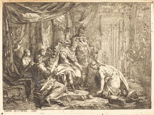 Absalomin ja Daavidin sovinto tekijältä Gabriel Jacques de Saint Aubin