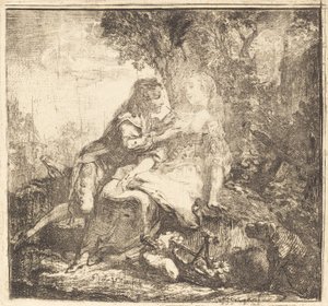 Kaksi rakastajaa tekijältä Gabriel Jacques de Saint Aubin