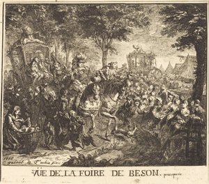 Näkymä Bezonsin messuille tekijältä Gabriel Jacques de Saint Aubin