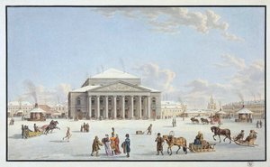 Näkymä Bolshoi-teatterista Pietarissa, 1800-luvun alku. tekijältä Gabriel Ludwig Lory the Elder