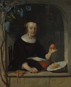 Ikkunalla istuva nainen, 1660-luvun alku. tekijältä Gabriel Metsu