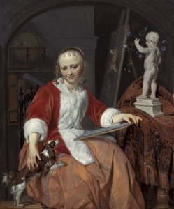 Isabella de Wolffin (....-1718) muotokuva taiteilijana. tekijältä Gabriel Metsu