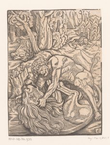 Hercules taistelee Nemean leijonaa vastaan Labors of Hercules (sarjan nimi) tekijältä Gabriel Salmon
