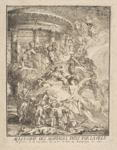 Allegoria Pariisin kaupungin solmimista avioliitoista Burgundin herttuan syntymän yhteydessä vuonna 1752. tekijältä Gabriel de Saint Aubin