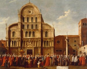 Italia, Veneto, Venetsia, Venetsian dogi San Zaccarian kirkon luona tekijältä Gabriele Bella
