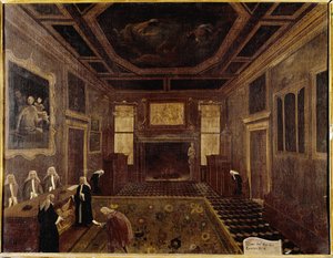 Kymmenen neuvoston sali Dogen palatsissa (Venetsia, Sala dei Tre Capi del Consiglio dei Dieci) - Gabriele Bellan maalaus (n. Venetsia, Querini Stampalia Foundation