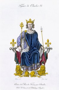 Kaarle VI:n figuuri, kaiverrettu Amedee Peree, teoksesta "Histoire des Rois de France" (värilitho) tekijältä Gabrielle Willemin