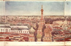 Moskovan panoraama, joka kuvaa Pyhän Vasilin katedraalia, 1819 (wc paperilla) (katso 170139-170146)