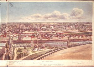 Panoraama Moskovasta, joka kuvaa Kremlin muureja ja Moskvajokea, 1819 (wc paperilla) (ks. 170139-170145)