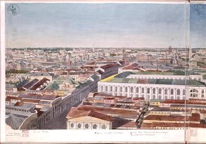 Panoraama Moskovasta, joka kuvaa entistä toria ja pörssiä Gostiny Dvorissa, 1819 (wc paperilla) (katso 170139-170146)