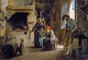 Lapsen ensimmäiset askeleet Gaetano Chiericin (1838-1920) maalaus 1865 Dim 70x100 cm Genes, Galleria d