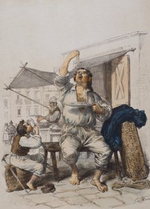 Mangia Maccaroni (pastan syöjät), Gaetano Dura (1805-1878), kaiverrus, Italia