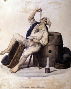 Napolilainen syö maccheronia. Duran litografia