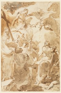 Piirros, Kolminaisuus ja apostolit, Pietari ja Paavali, 1770-80. tekijältä Gaetano Gandolfi