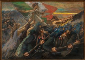 Trento ja Trieste, Bersaglieri (kiväärimies) panos (öljy kankaalle) tekijältä Gaetano Previati
