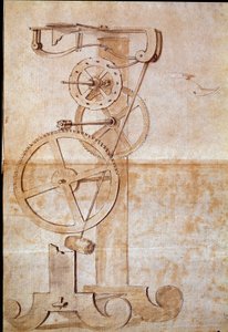 Kello punnitusheiluri, jonka italialainen tähtitieteilijä ja fyysikko Galileo Galilei dit Galilea (1564-1642) tutki vuonna 1638 mittaamaan aikaa. Piirustus. Firenze, Kansalliskirjasto