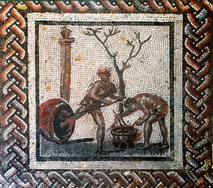 Jar pottering kohtaus. (mosaiikki, 2. vuosisadan loppu, 3. vuosisadan alku) tekijältä Gallo Roman
