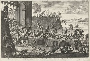 Franse Furie te Antwerpenistä, 1583 Anjoun herttuan epäonnistunut yritys Amberezin kaupungissa vuonna 1583 (otsikko esineessä)