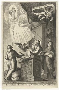 Neitsyt Maria on tempattu taivasten valtakuntaan Historia divina y vida de la Virgen maria (otsikko esineessä)