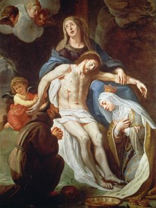 Pieta Pyhän Franciscus Assisilaisen (n. 1181-1226) ja Unkarin Pyhän Elisabetin (1207-31) kanssa