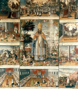Alttaritaulu Pyhän Nikolauksen Myra- tai Barilaisen elämästä (270-345) tekijältä Gaspar Miguel de Berrio