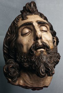 Johannes Kastajan pää (maalattu puu)