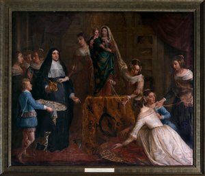 Espanjan arkkiherttuatar Isabella, joka luovuttaa jalokivinsä Hallen Pyhän Martin basilikaan tekijältä Gaspar De Crayer