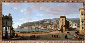 Näkymä Chiaian alueelle, Napoli - maalaus, 1600-1700-luvun loppu tekijältä Gaspar van Wittel