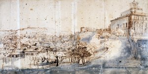 Villa Medici Roomassa (kynä ja akvarelli paperille) tekijältä Gaspar van Wittel